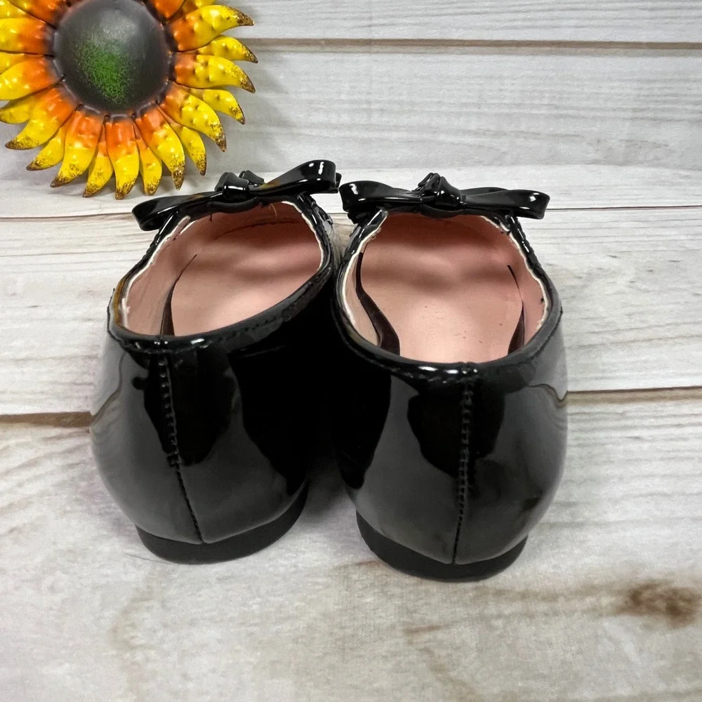 Nordstrom Elodie Black Patent Mary Jane Bow Flats Kids Size 9M NOELODIE-PU